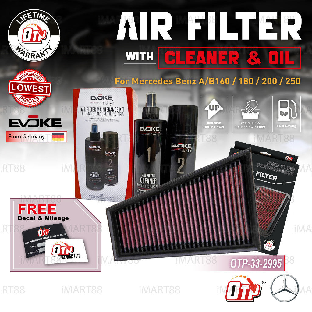 OTP Washable High Flow Air Filter Performance Mercedes W176 W177 A160 A180 A200 A250 W246 W247 B160 B180 B200 B250 Engin