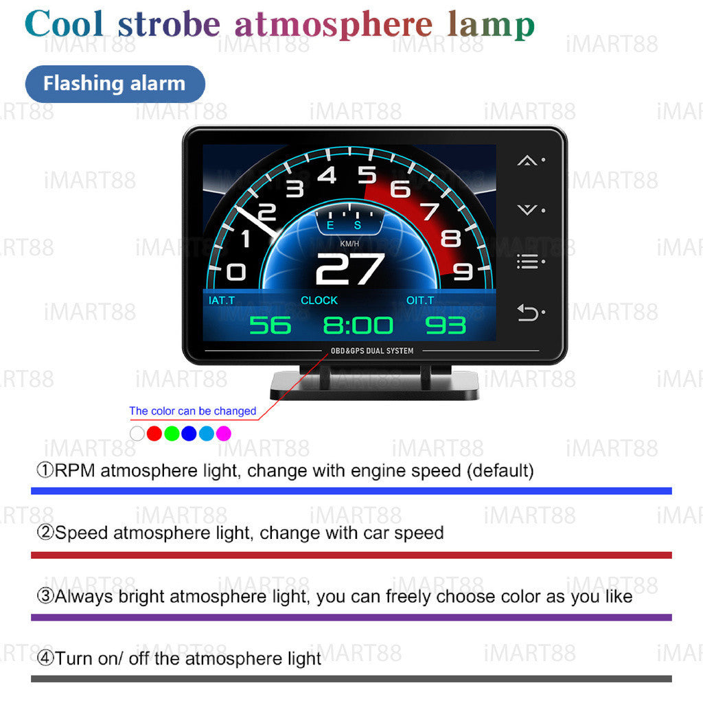 OTP-XS P2 OBD2 Meter Gauge Meter OBD Meter Car GPS Alarm Speed Gauge display Hud Water temp RPM Turbo Boost HUD