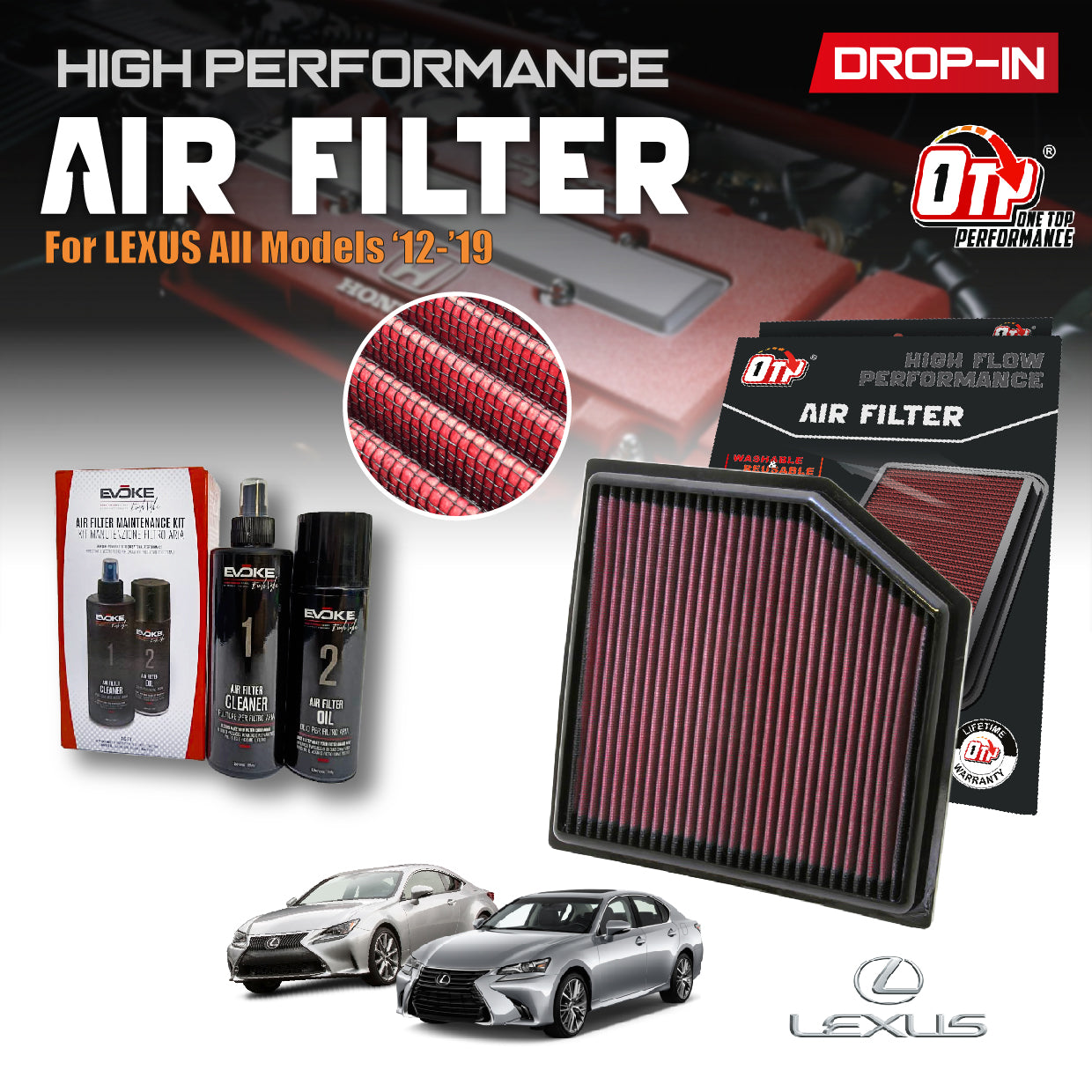 OTP WASHABLE DROP IN AIR FILTER TOYOTA VELLFIRE ALPHARD AGH30 MARK X LEXUS IS250 IS300 RC300 GS460 GS300