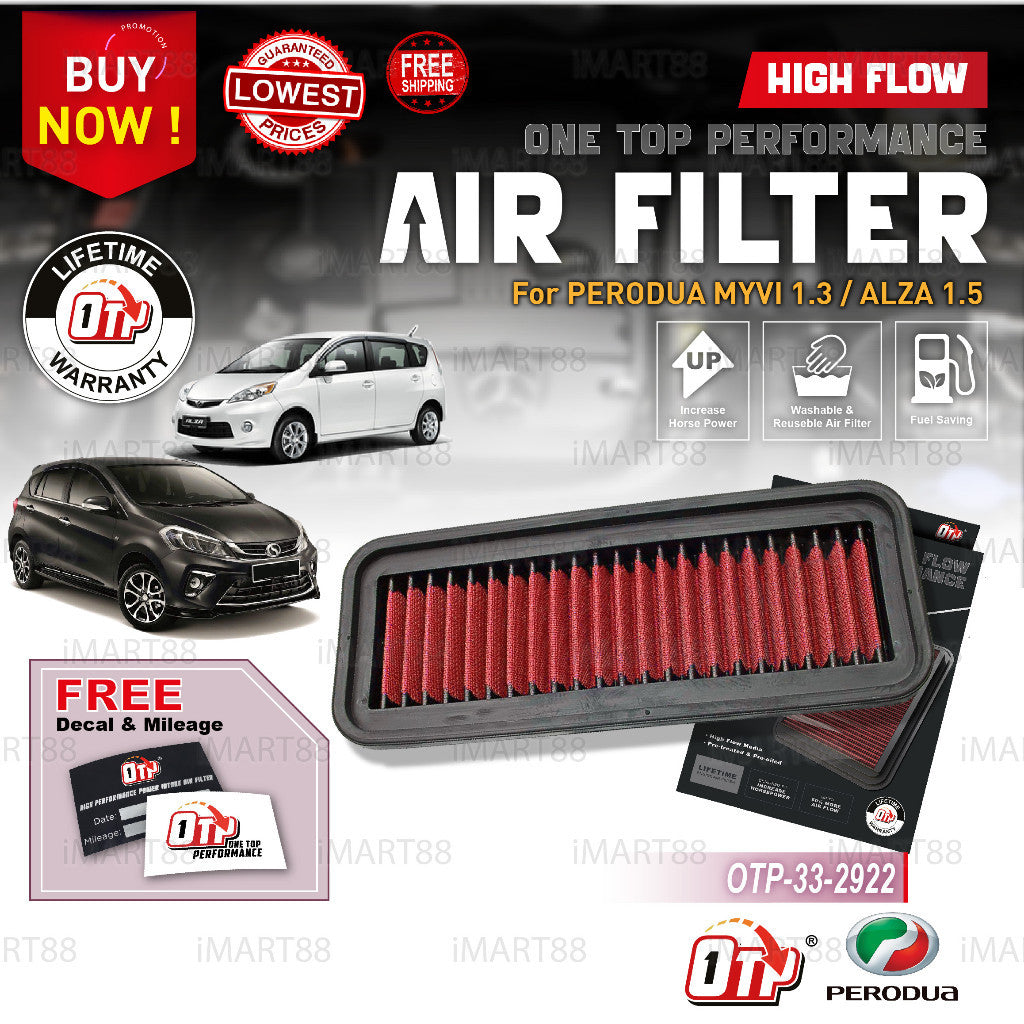OTP Washable Drop In Air Filter Performance Perodua AXIA BEZZA 1.3 1.5 ARUZ VIVA New Old MYVI KENARI KELISA ALZA