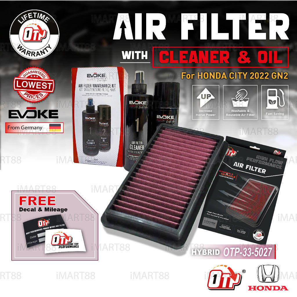 OTP Washable Air Filter Performance Honda JAZZ GK 5 CITY 2021 GN2 GN3 Hatchback Sedan HR-V FIT SHUTTLE 1.5L OTP 33-5027