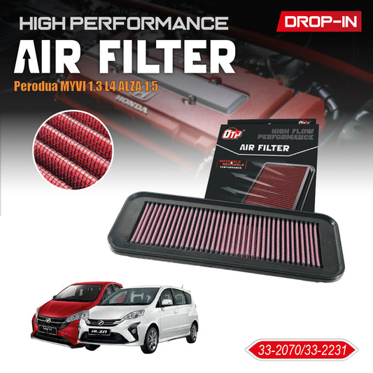 WASHABLE DROP IN AIR FILTER MYVI 1.3 L4 ALZA 1.5 ELEMENT ENJIN PENAPIS CLEANING