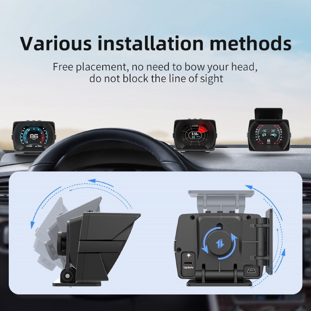 OTP-H024 A450 OBD2 Meter Gauge P24 OBD Speedometer Car GPS Alarm Speed Gauge display Hud Water temp RPM Turbo Boost HUD