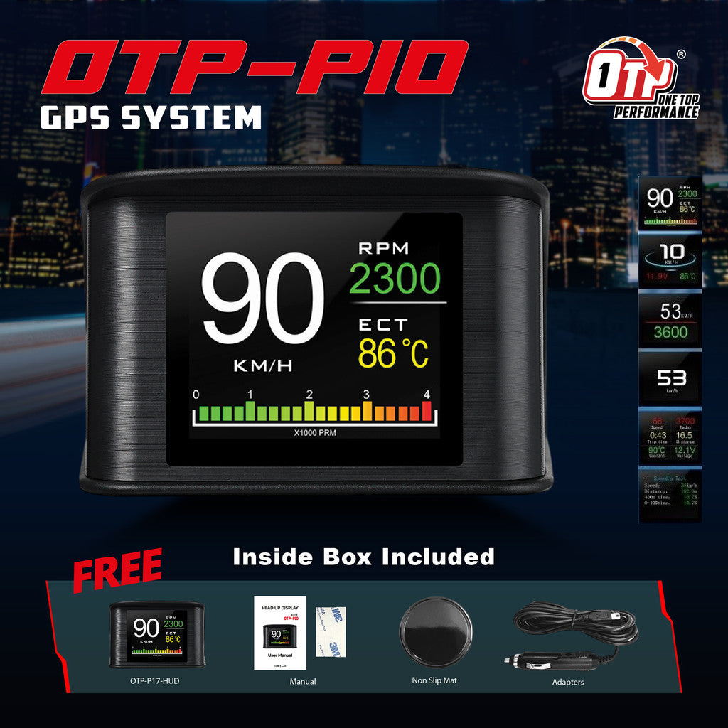 OTP P10 OBD2 Perodua Alza 2014 keatas Meter Gauge Car GPS Alarm Speed Display Water Temp RPM Turbo Boost HUD CVT DCT