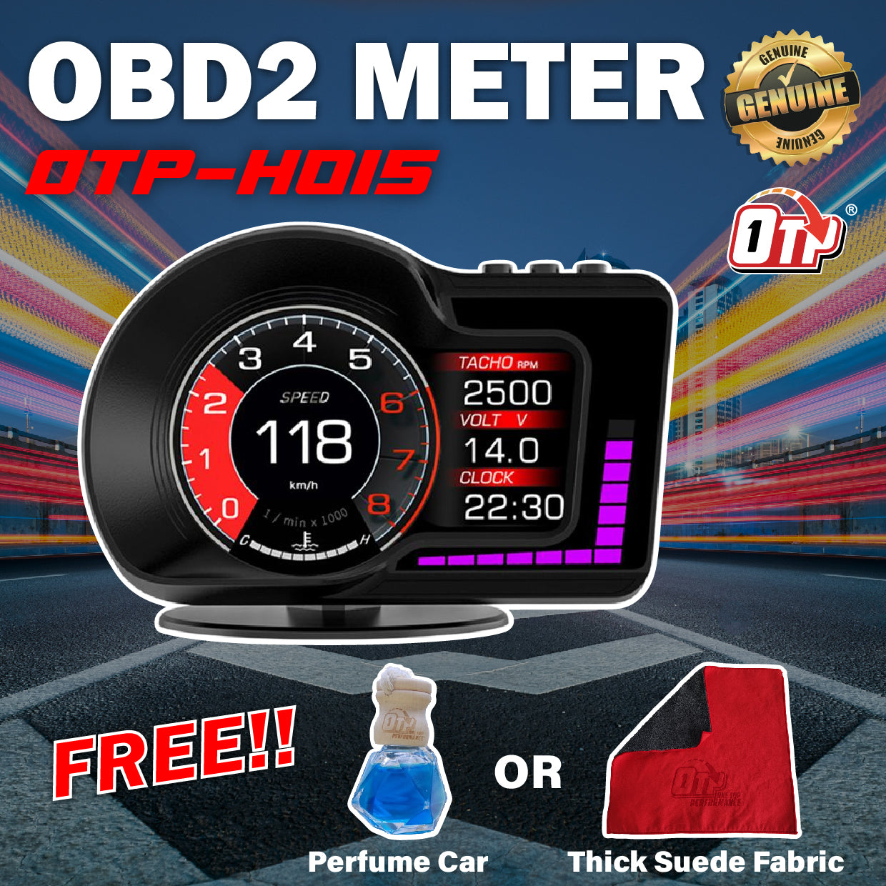 OTP-H015 OBD2 Meter Speedometer Gauge GPS HUD Water Temp GPS Alarm Speed RPM Bezza Myvi Aruz Honda Nissan Toyota
