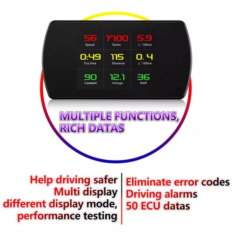 OTP-P12 OBD Meter Speedometer Gauge GPS HUD Water Temp Viva Myvi Lama Persona Satria Neo Wira Gen2