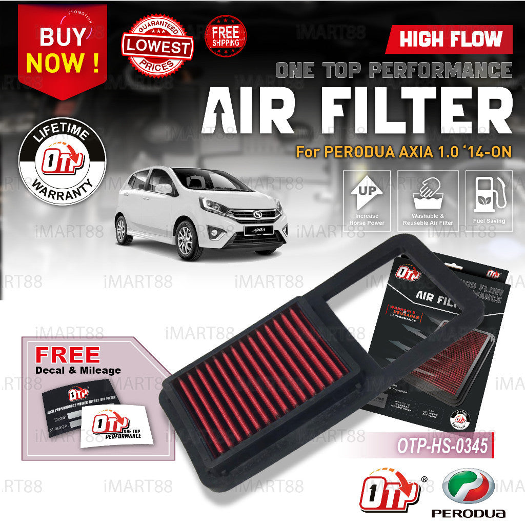OTP Washable Drop In Air Filter Performance Perodua AXIA BEZZA 1.3 1.5 ARUZ VIVA New Old MYVI KENARI KELISA ALZA