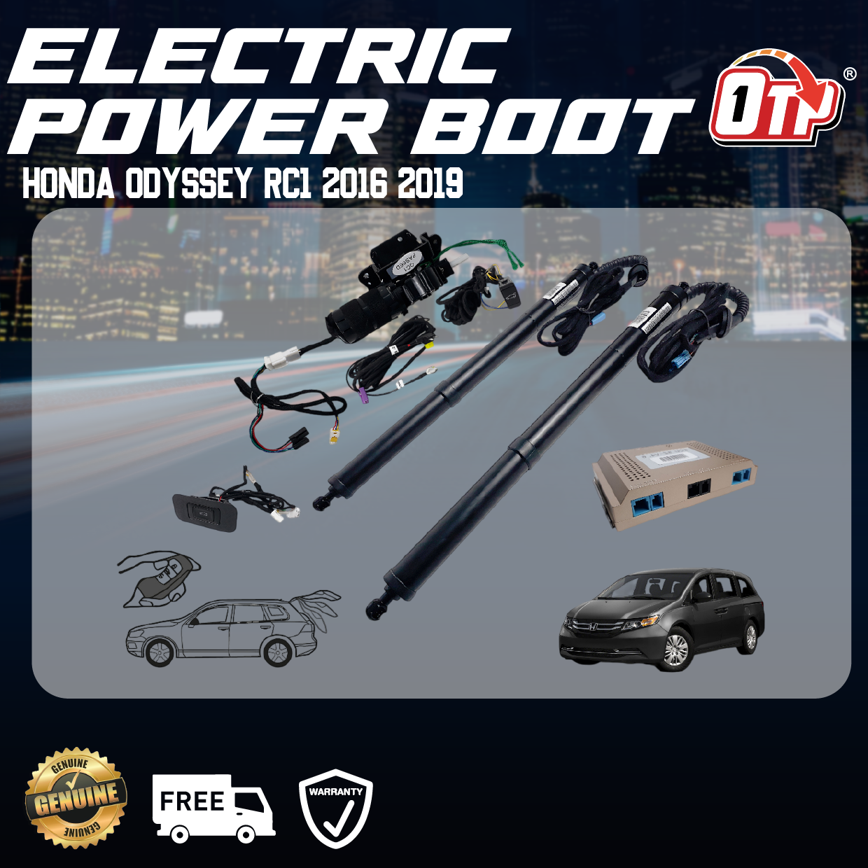 Honda Odyssey RC1 2016 2019 Plug & Play Electric Auto Tailgate Power Boot Soft Close Switch Foot Sensor Remote Control