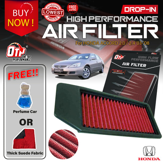 OTP Washable Drop In Air Filter Performance Honda ACCORD SDA 2.0 2.4 CC L4 2003-2008 Element Enjin Penapis