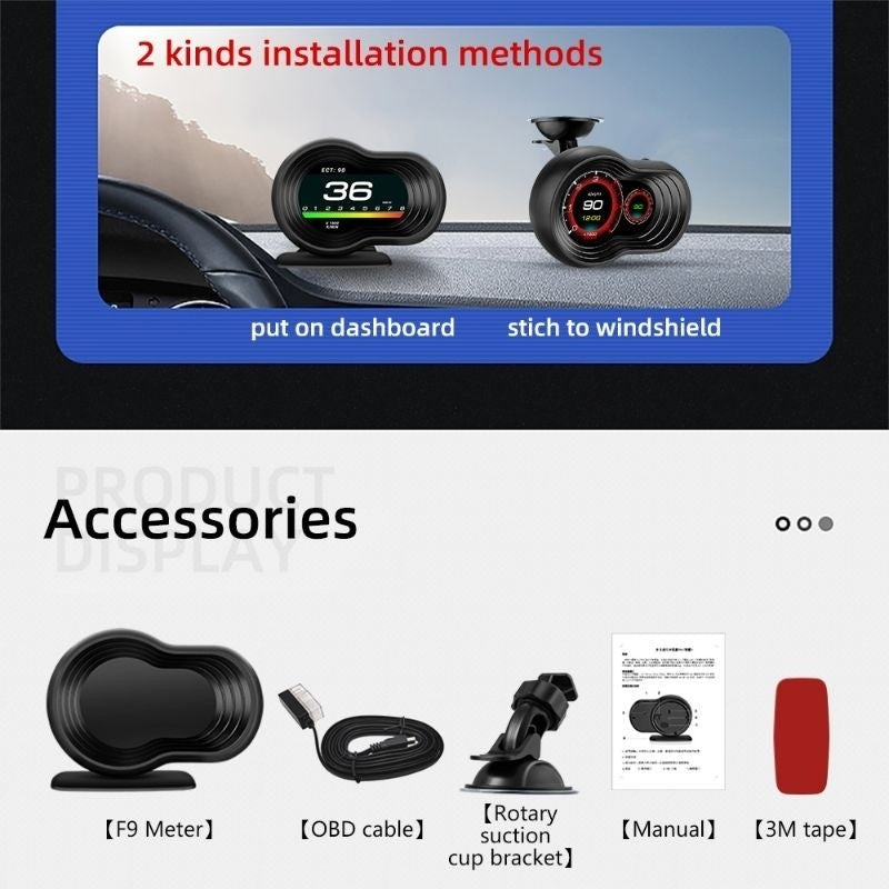 OTP-F9 OBD2 Meter Speedometer Gauge GPS HUD Water Temp Proton Perodua Honda Toyota Mitsubishi Nissan Volkswagen