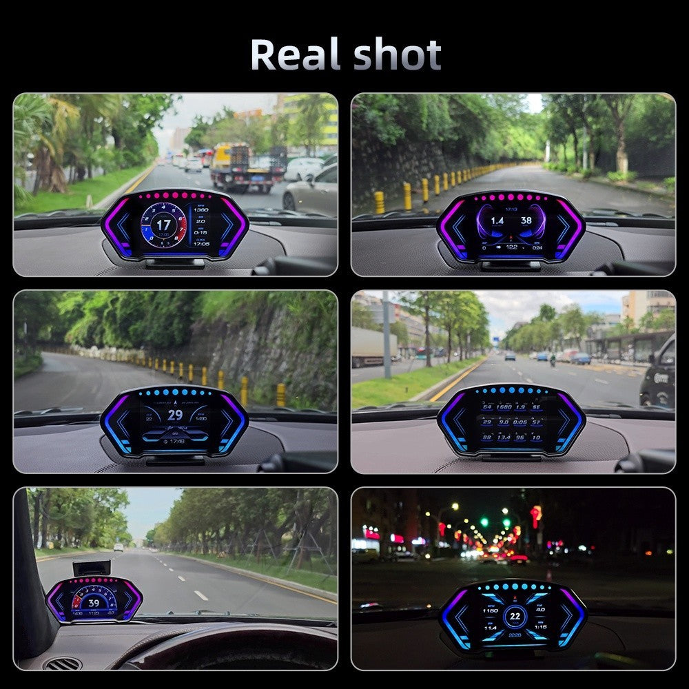 OTP-H024 P3 OBD2 Meter Gauge Meter Car GPS Alarm Speed Head-Up LCD display Water temp RPM Turbo Boost HUD engine status