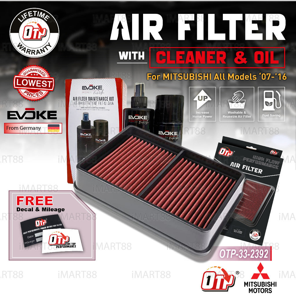 OTP WASHABLE DROP IN AIR FILTER LANCER GT EVO PROTON INSPIRA MITSUBISHI OUTLANDER GRANDIS ASX 1.8 2.0cc 07-16