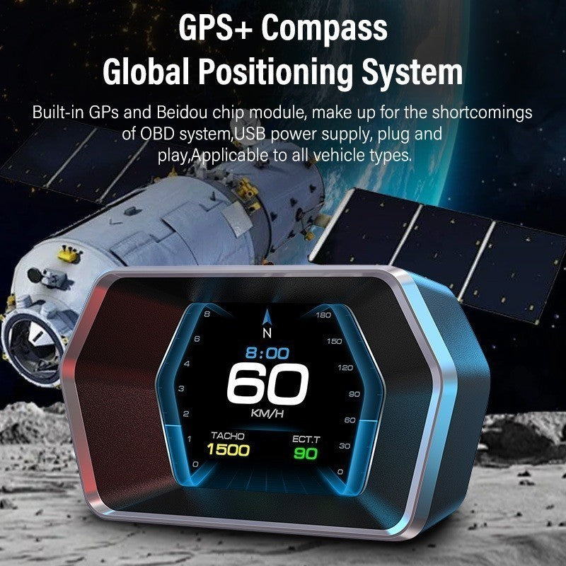 OTP-P17 Car HUD OBD OBD2 Meter Digital Projector head-up Monitor Auto GPS Turbo digital speedometer Gauge On-board