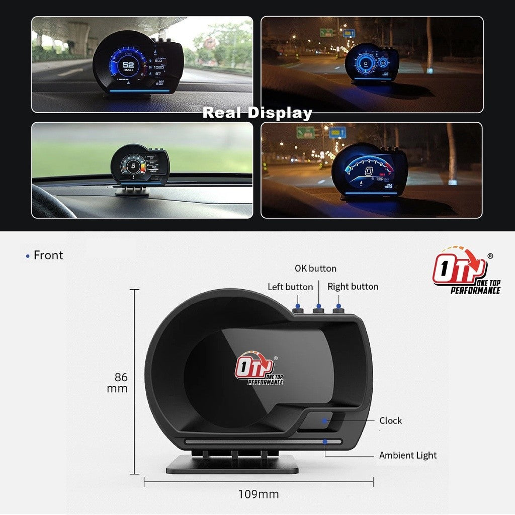 OTP-H024 H06+ OBD2 Meter Speedometer Gauge P24 P6 HUD WaterTemp Turbo Proton Honda Perodua Toyota Nissan Mitsubishi Myvi