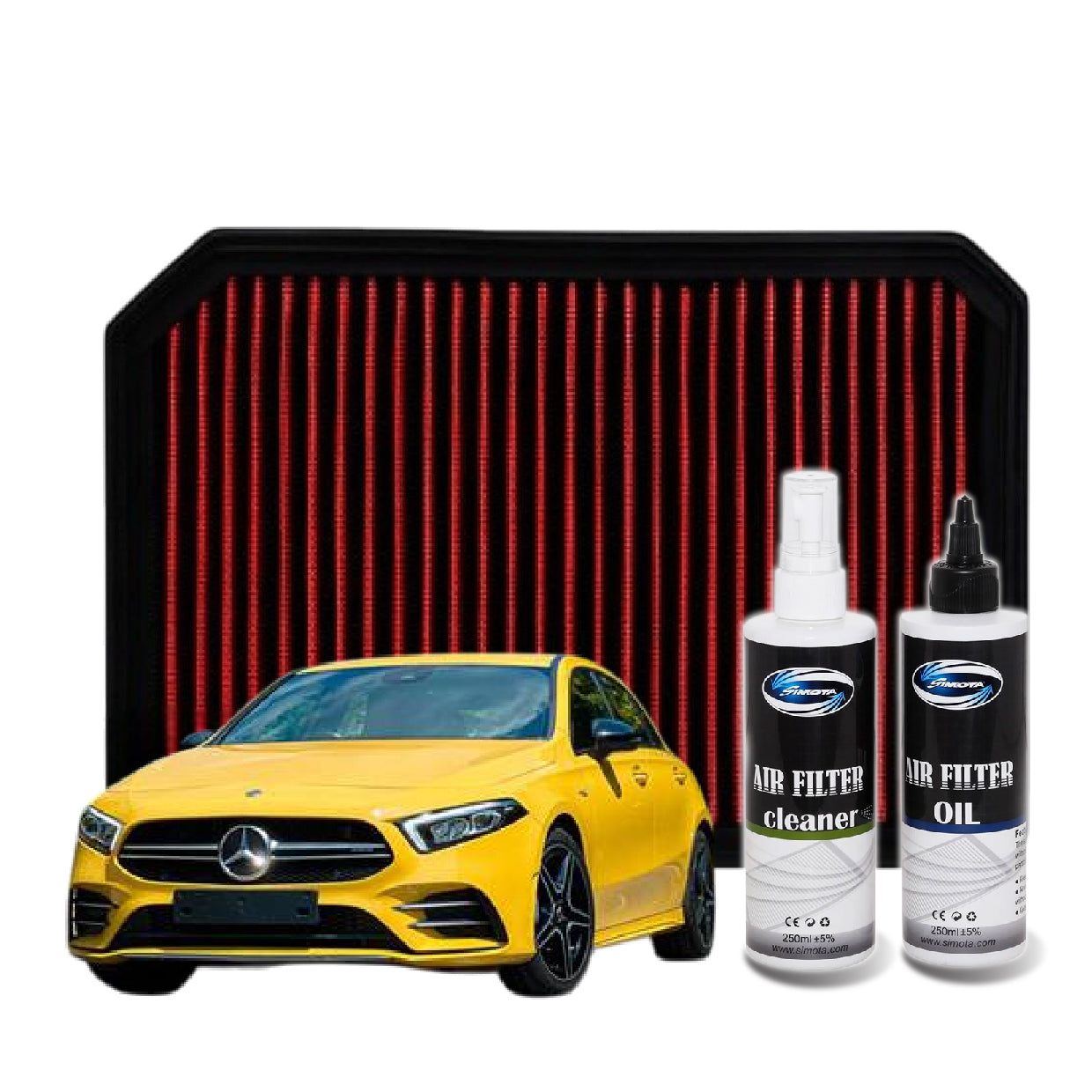 Works Engineering Air Filter Washable Suitable For Mercedes Benz A35 AMG CLA35 AMG 4MATIC 2.0 2019 WS-FM-018(Red)