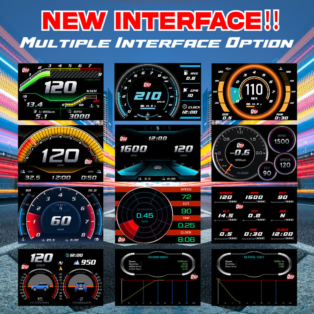 OTP P26 OBD2 Meter Gauge Speedometer Car GPS Alarm Speed Gauge display Hud Water temp RPM Turbo Boost HUD