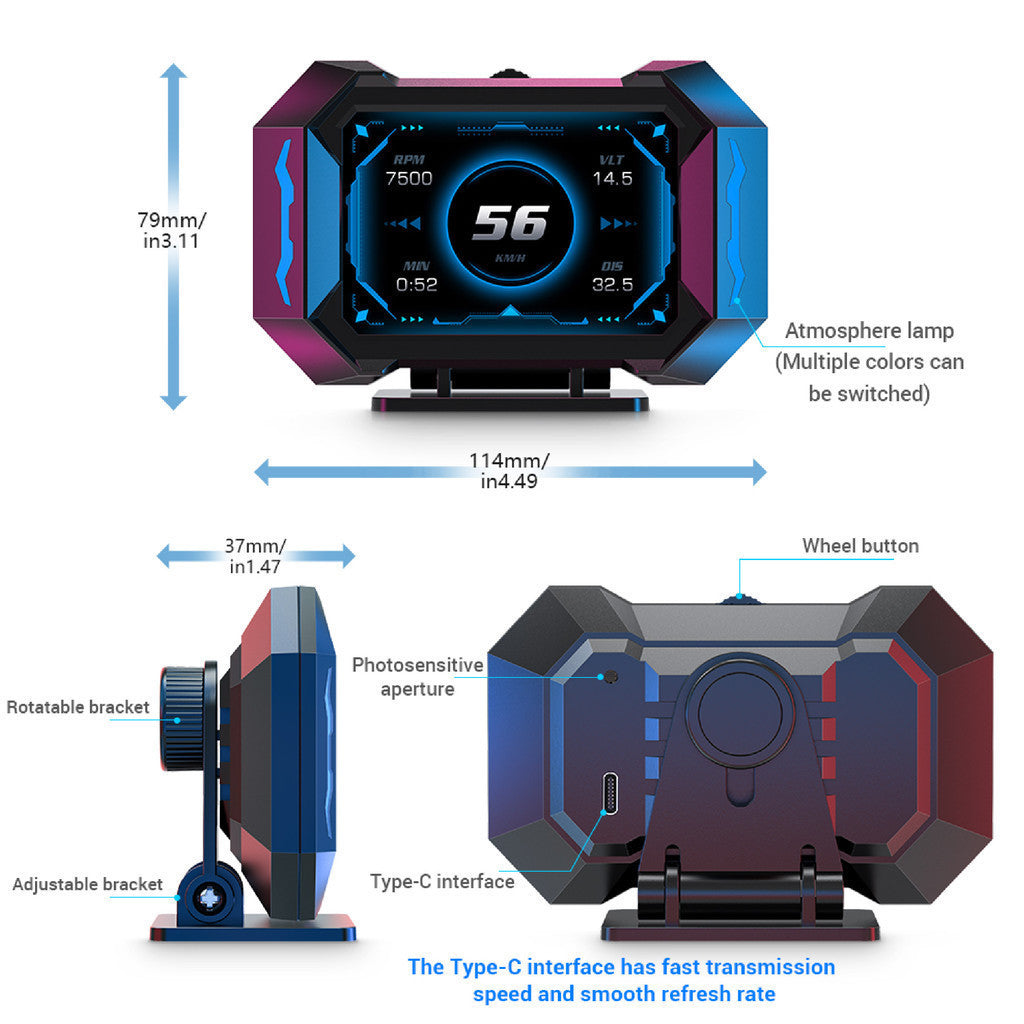 OTP-P25 Car OBD OBD2 Meter Speedometer Gauge H025 GPS HUD Water Temp Turbo Proton Honda Perodua Toyota Nissan Mitsubishi