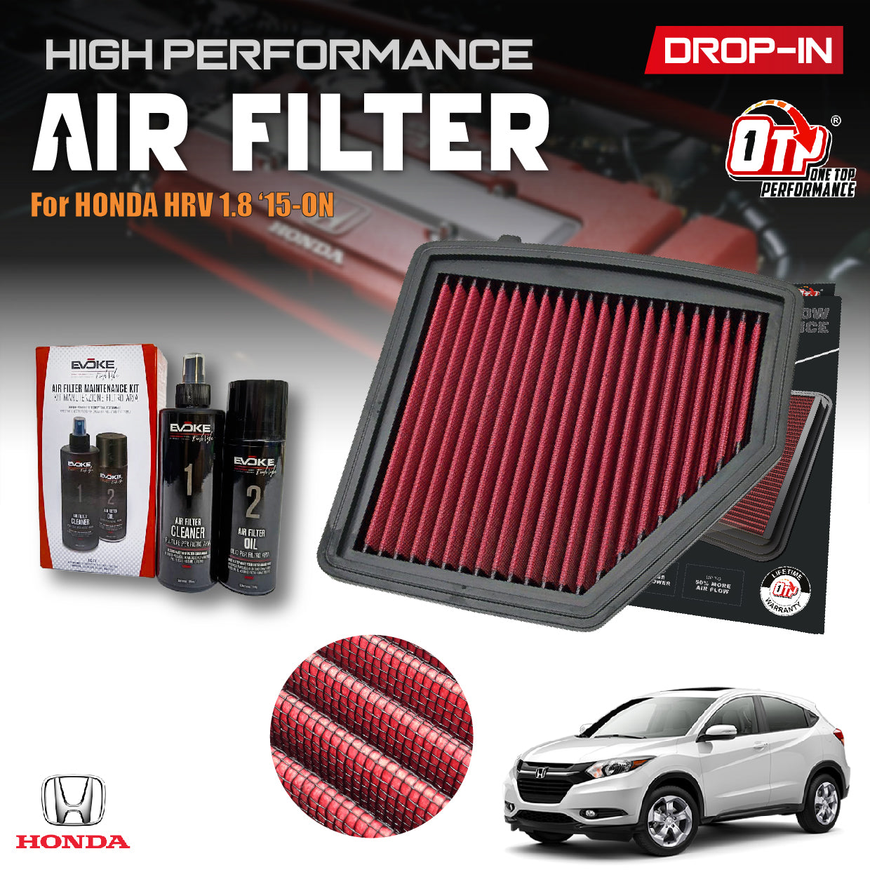 OTP Drop In Engine Air Filter Honda HR-V HRV 1.8L 2016-2020 Performance Element Enjin Engin Penapis