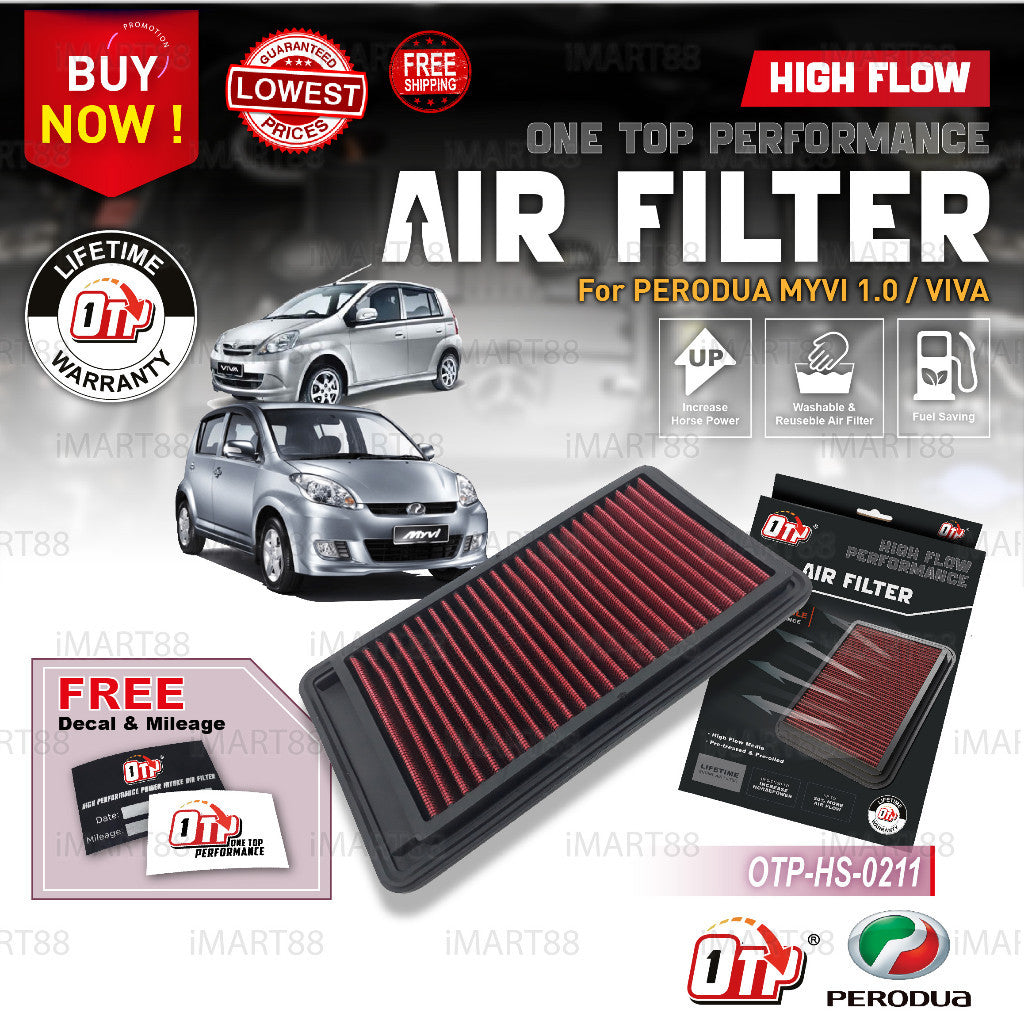 OTP Washable Drop In Air Filter Performance Perodua AXIA BEZZA 1.3 1.5 ARUZ VIVA New Old MYVI KENARI KELISA ALZA