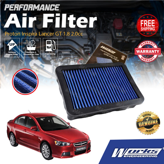 Works Engineering Air Filter Proton Inspira Lancer GT 1.8 2.0cc Drop In Performance Penapis Udara Enjin Mitsubish HP+
