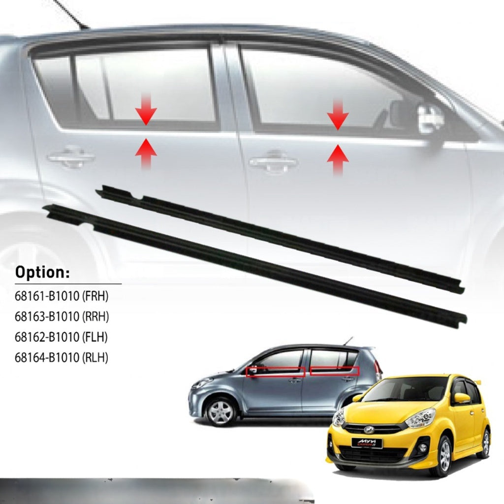 ORIGINAL PERODUA MYVI OLD LAGI BEST ICON DOOR GLASS MOULDING 2005-2018 SEAL RUBBER OUTER STRIP WINDOW GETAH LUAR TINGKAP