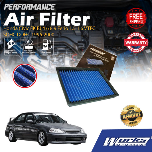 Works Engineering Air Filter Honda Civic EK EJ 4 6 8 9 Ferio 1.5 1.6 VTEC SOHC DOHC 1996-2000 Filter Cleaner Oil
