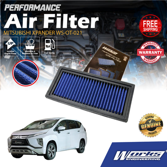 Works Engineering Drop In Air Filter MITSUBISHI XPANDER WS-OT-021 PERFORMANCE Element Enjin Engin Penapis Udara POWER