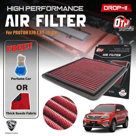 OTP Washable Drop In Air Filter Performance Proton X70 1.8T '18-ON Element Enjin Engin Penapis Udara