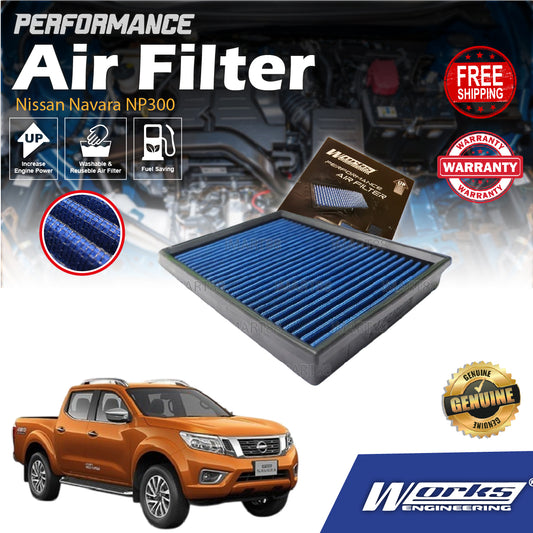Add HP+ Works Engineering Drop In Air Filter Nissan Navara NP300 High Performance Washable Simota Penabis Udara