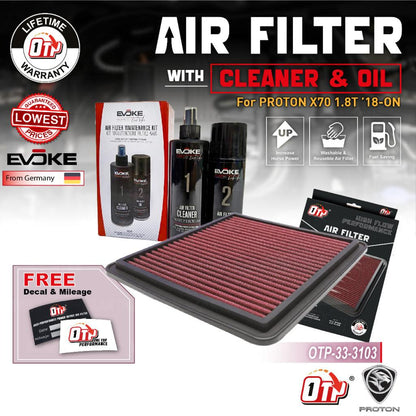 OTP Washable Drop In Air Filter Performance Proton X70 1.8T '18-ON Element Enjin Engin Penapis Udara