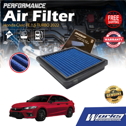 Honda Civic FE 1.5 TURBO 2022 Works Engineering Drop In Air Filter WS-RH-006 PERFORMANCE Enjin Engin Penapis Udara POWER