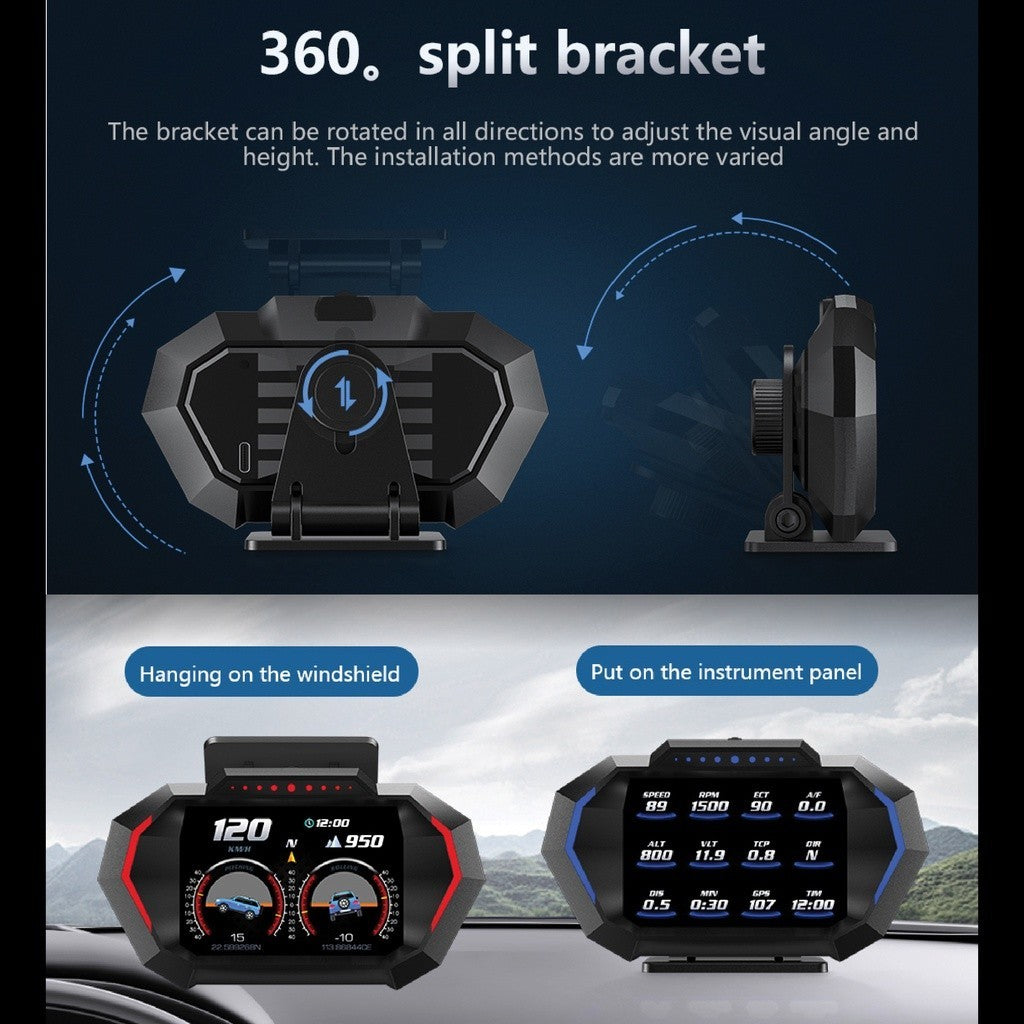 OTP-H024 A450 OBD2 Meter Gauge P24 OBD Speedometer Car GPS Alarm Speed Gauge display Hud Water temp RPM Turbo Boost HUD