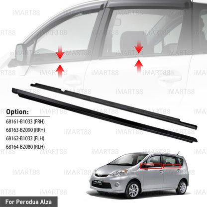 ORIGINAL PERODUA ALZA GLASS DOOR MOULDING SEAL RUBBER OUTER STRIP WINDOW GETAH LUAR CERMIN TINGKAP 68161-B1033
