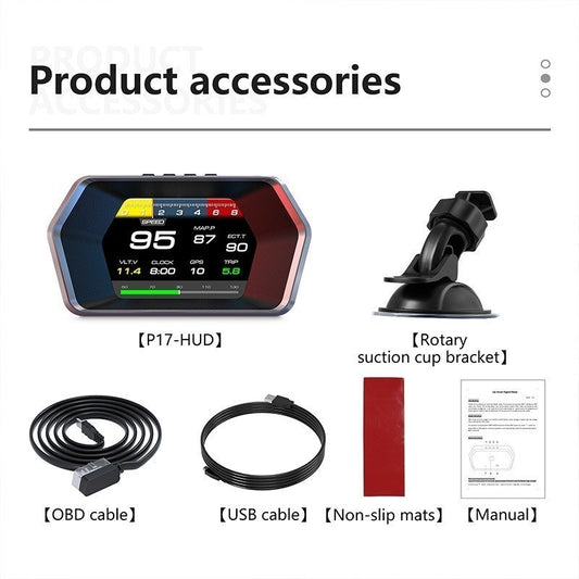 OTP-P17 Car HUD OBD OBD2 Meter Digital Projector head-up Monitor Auto GPS Turbo digital speedometer Gauge On-board