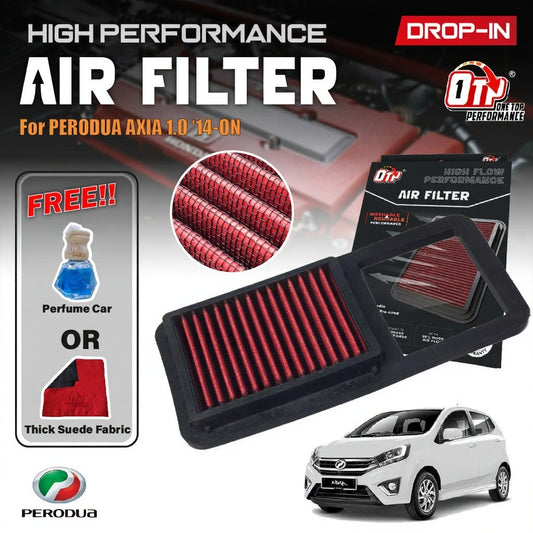 OTP Washable Drop In Air Filter High Performance Perodua AXIA 1.0 14-ON Element Enjin Engin Penapis Cleaning Kit