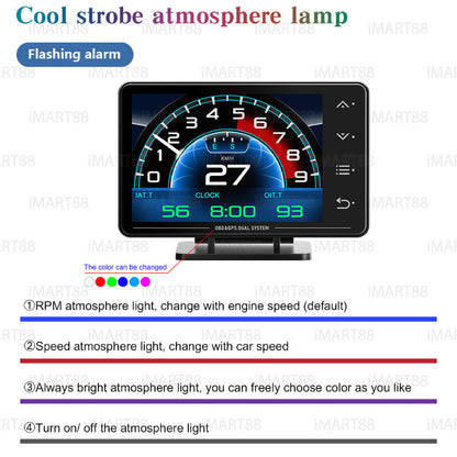 OTP-XS P2 OBD2 Meter Gauge Meter OBD Meter Car GPS Alarm Speed Gauge display Hud Water temp RPM Turbo Boost HUD
