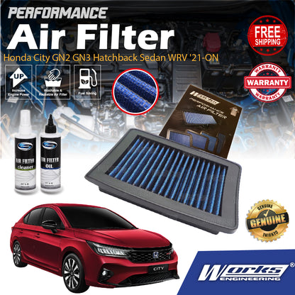 Works Engineering Drop In Air Filter Honda City GN2 GN3 Hatchback Sedan WRV '21-ON Element Enjin Engin Penapis Udara