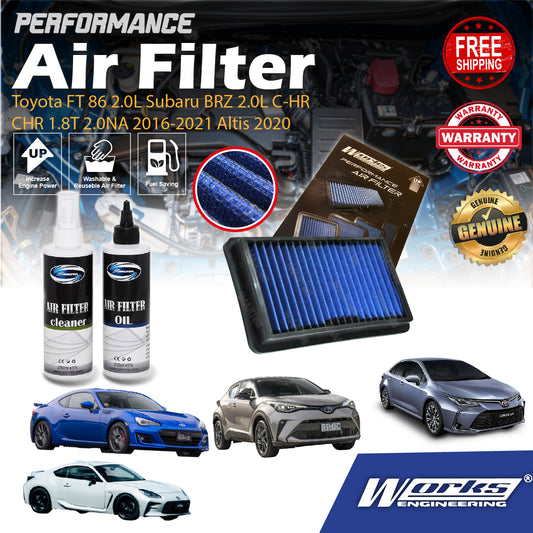 Works Engineering Air Filter Toyota FT 86 2.0L Subaru BRZ 2.0L C-HR CHR 1.8T 2.0NA 2016-2021 Altis 2020 Cleaner Oil