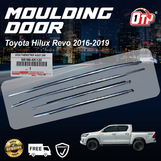 ORIGINAL TOYOTA HILUX REVO 2016-2019 CHROME BLACK GLASS DOOR MOULDING SEAL RUBBER OUTER STRIP WINDOW GETAH LUAR TINGKAP