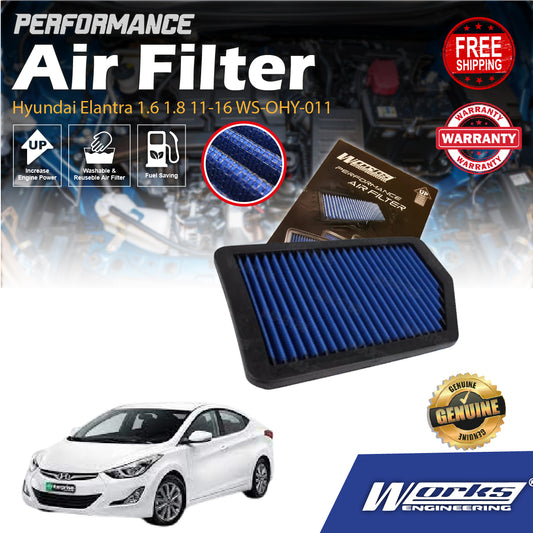 Works Engineering Drop In Air Filter Hyundai Elantra 1.6 1.8 11-16 WS-OHY-011 PERFORMANCE Element Enjin Engin