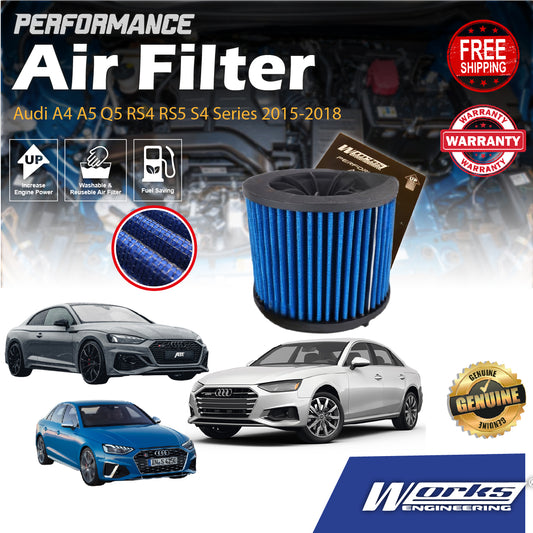 Works Engineering Air Filter Washable Audi A4 A5 Q5 RS4 RS5 S4 Series 2015-2018 WS-FA-007 Blue