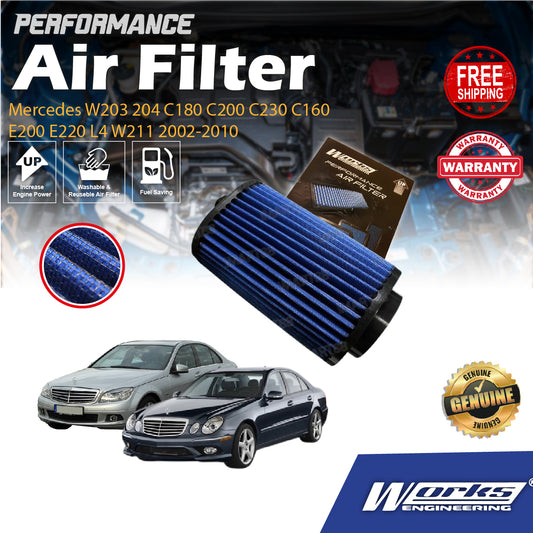 Works Engineering Air Filter Mercedes W203 204 C180 C200 C230 C160 E200 E220 L4 W211 2002-2010 Drop In Performance