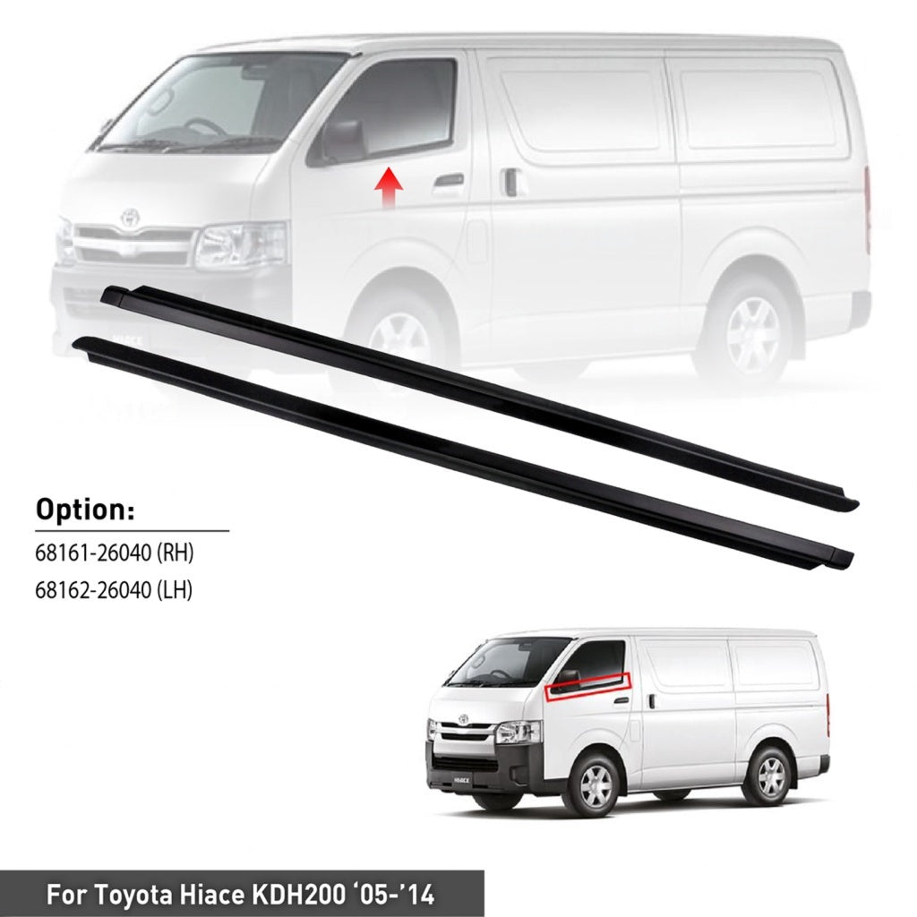ORIGINAL TOYOTA Hiace KDH200 ‘05-‘14 GLASS DOOR MOULDING SEAL RUBBER OUTER STRIP WINDOW GETAH LUAR CERMIN TINGKAP