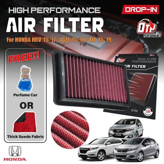 OTP Washable Drop In Air Filter Performance Honda JAZZ 1.3L L4 HR-V FIT SHUTTLE 1.5L L4 Fuel Injection 2015-2019