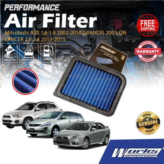 Works Engineering Drop In Air Filter Mitsubishi ASX 1.6 1.8 2002-2016 GRANDIS 2003-ON LANCER 2.0 2.4 2013-2015 Element
