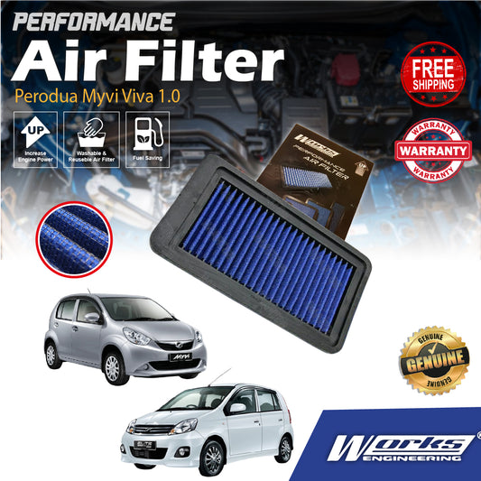 Add HP+ Works Engineering Drop In Air Filter Perodua Myvi Viva 1.0 Old High Performance Washable Simota Penabis Udara