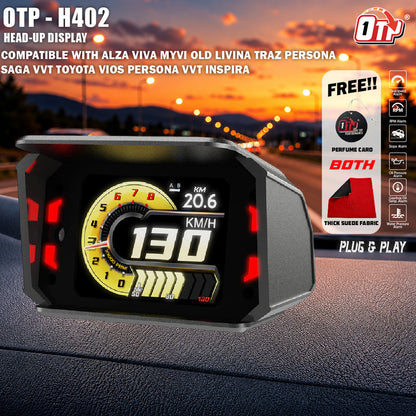 OTP A590 ULTRA H402 Meter Proton Perodua OBD2 Gauge Speedometer Car GPS Alarm Speed Gauge Display Hud Water Temp
