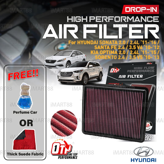 OTP Drop In Air Filter Performance Hyundai Sonata SANTA FE KIA Optima Sorento Element Enjin Engin Penapis '10-'16