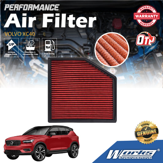 Works Engineering Air Filter Washable Suitable For Volvo XC40 1.5 L3 / 2.0 L4 2018-2019 WS-FV-018 (R