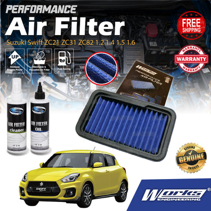 Suzuki Swift ZC21 ZC31 ZC82 1.2 1.4 1.5 1.6 Works Engineering Drop In Air Filter Element Enjin Engine 2004-2021 Penapis